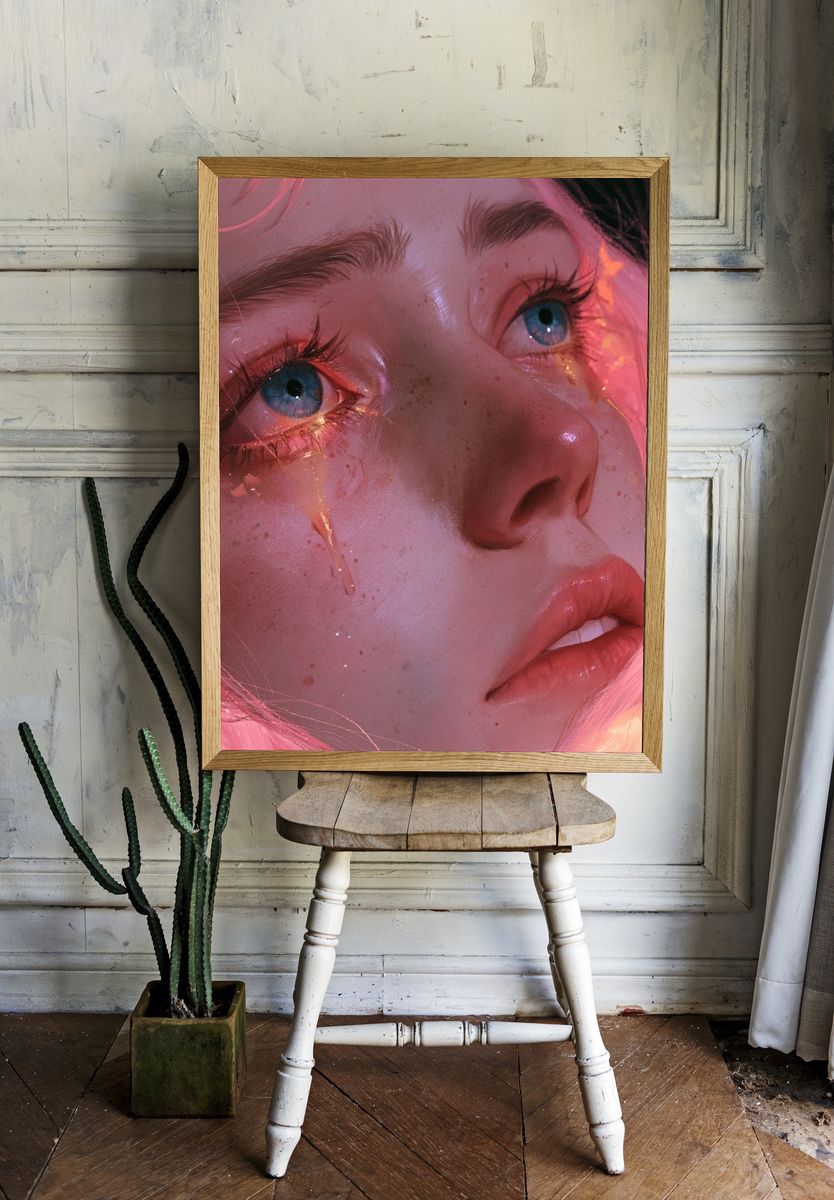 Dreamy Neon Portrait Poster. room preview