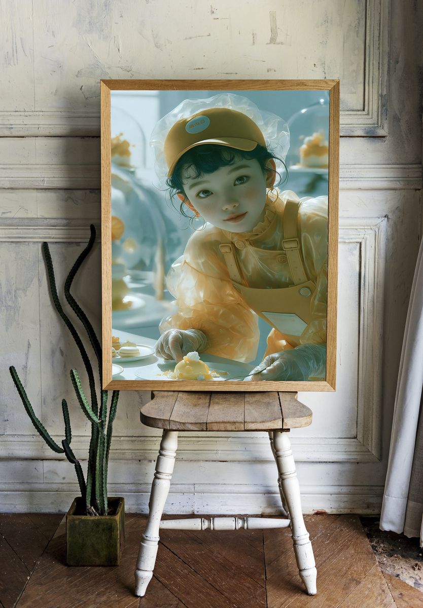 Pastel Pastry Girl Illustration Poster. — room view 1
