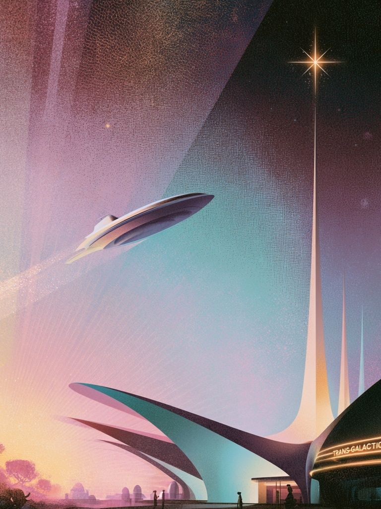 Trans-Galactic Airways Sci-Fi Poster. poster — illustration art