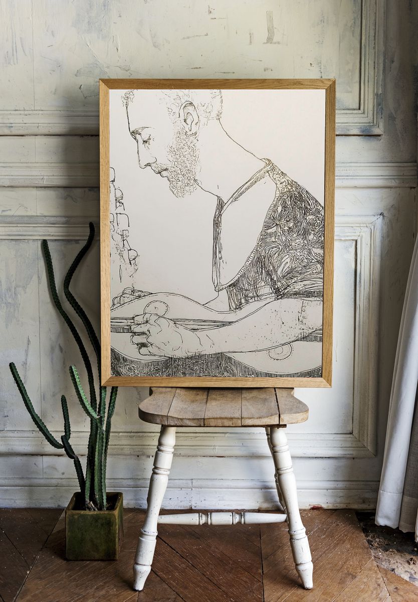Contemplative Reader Ink Poster. room preview