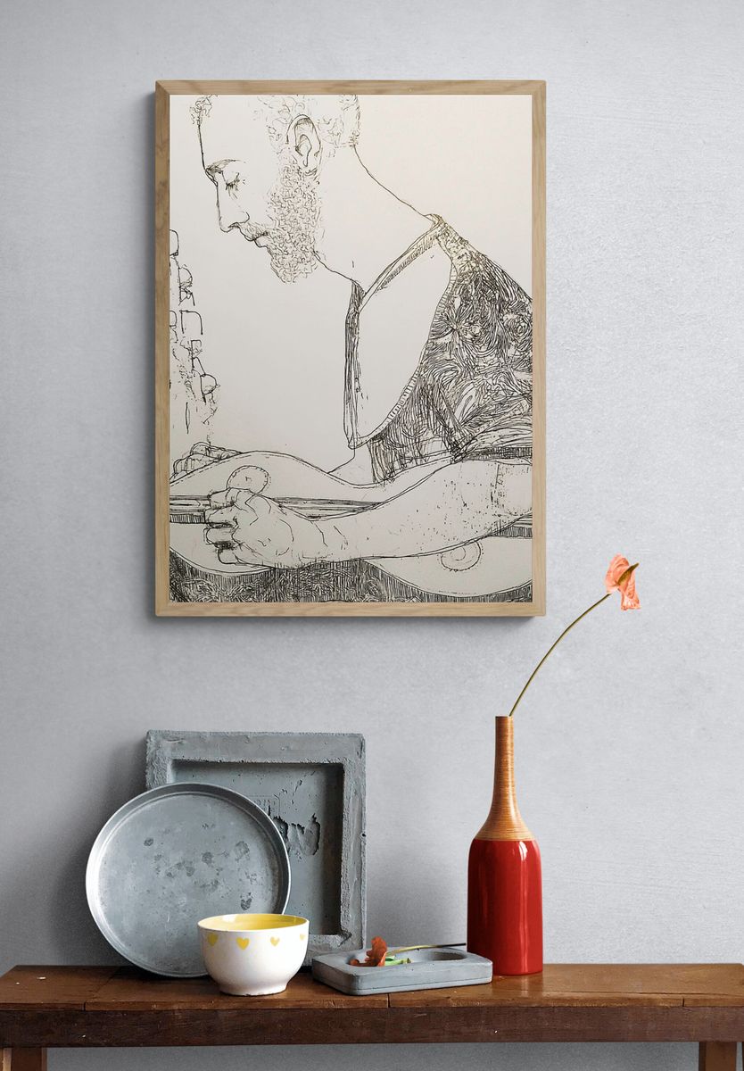 Contemplative Reader Ink Poster. — room view 3