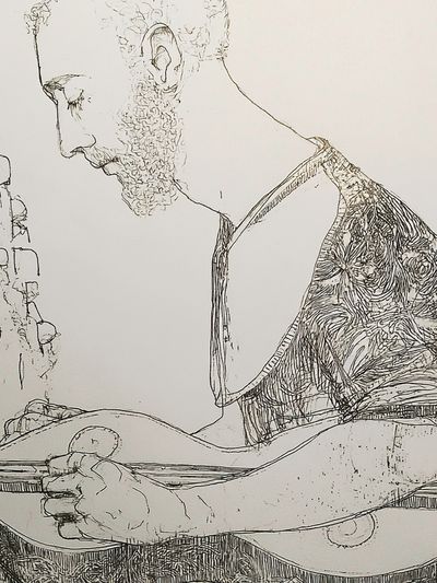 Contemplative Reader Ink Poster.