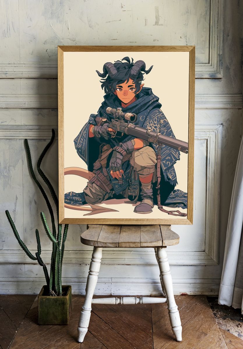 Horned Archer Character Illustration Poster. room preview