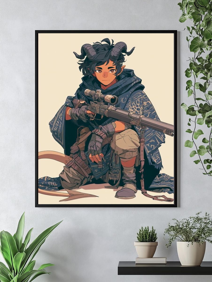 Horned Archer Character Illustration Poster. — room view 4