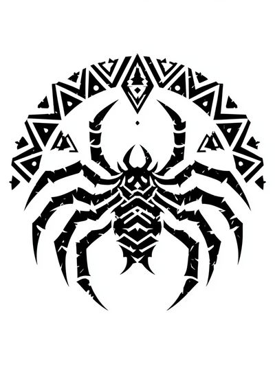 Tribal Spider Black-White Poster. poster
