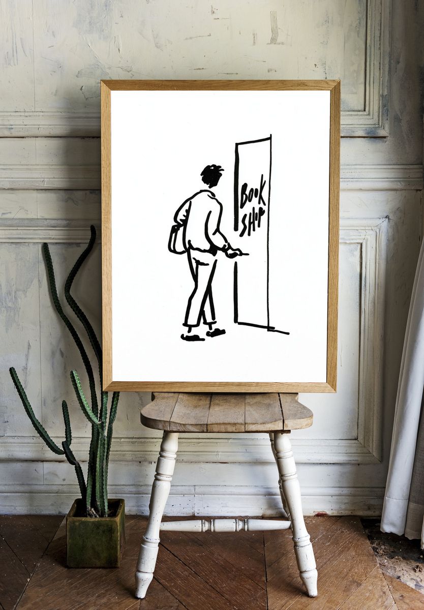 Book Shop Line Art Poster. — room view 1
