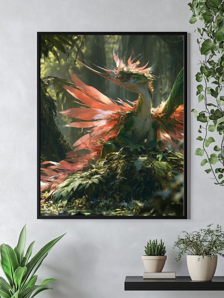 Jungle Dragon Illustration Poster. — room view 4