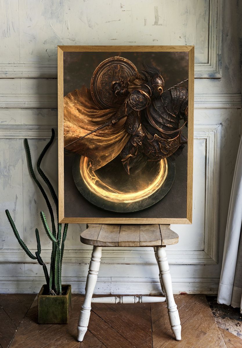 Armored Knight on Horse Illustration Poster. room preview