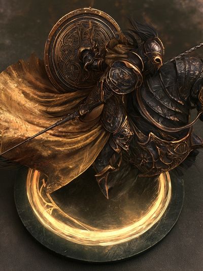 Armored Knight on Horse Illustration Poster.