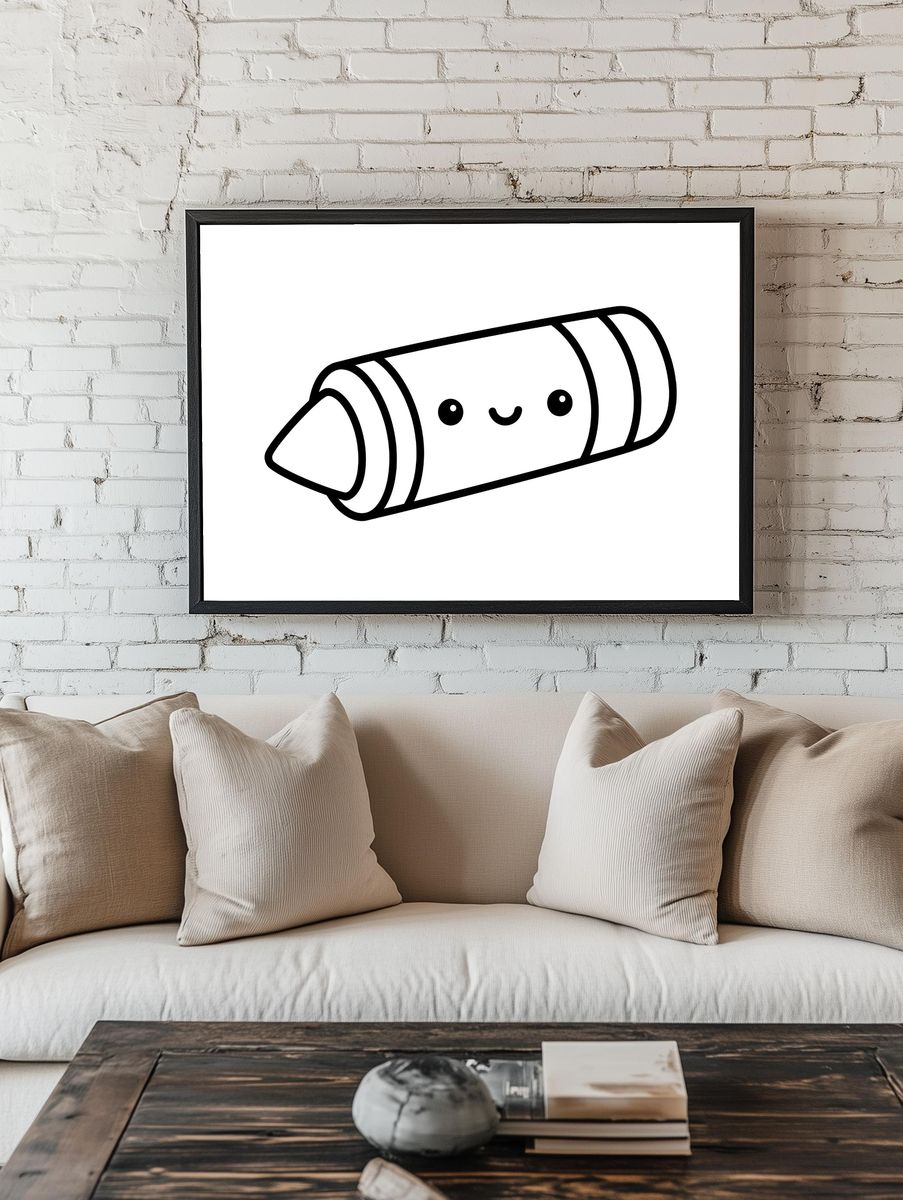 Cute Crayon Line Art Print. — room view 1