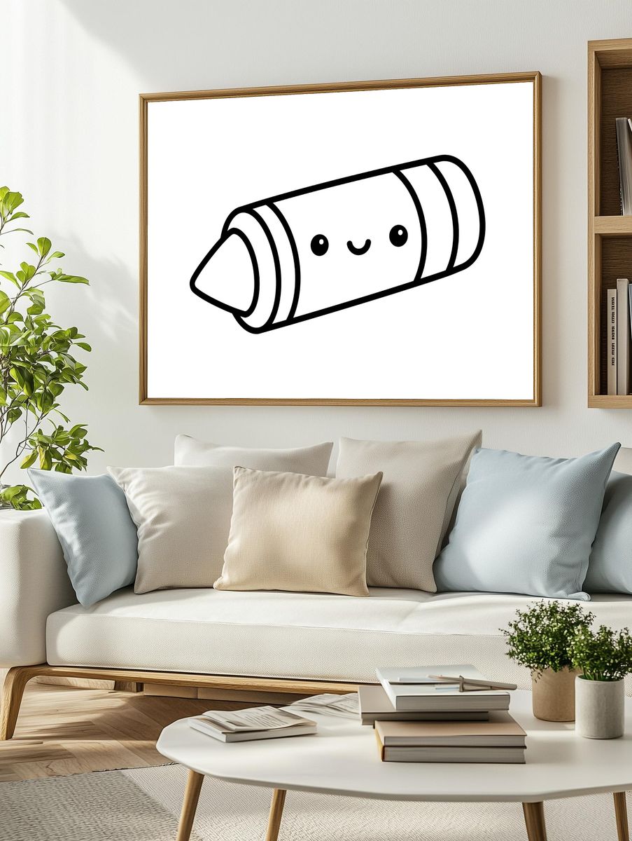Cute Crayon Line Art Print. — room view 2