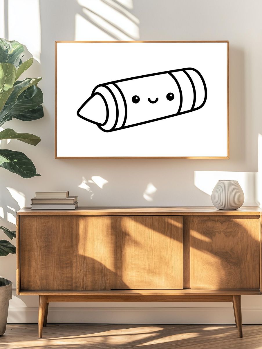 Cute Crayon Line Art Print. — room view 3