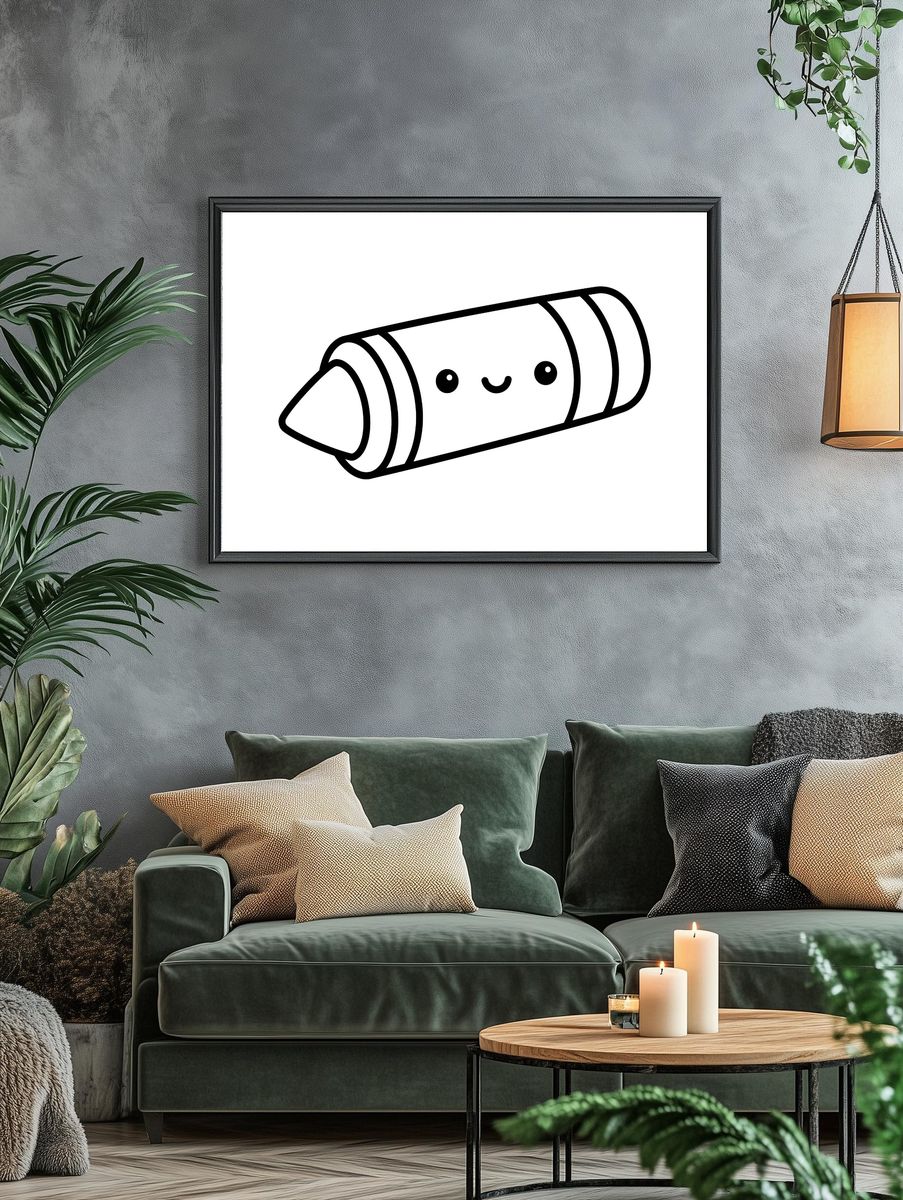 Cute Crayon Line Art Print. — room view 4