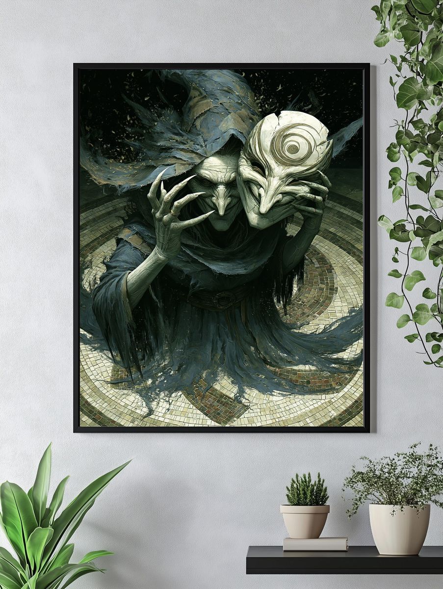 Dark Sorcerer Mask Illustration Poster. — room view 4