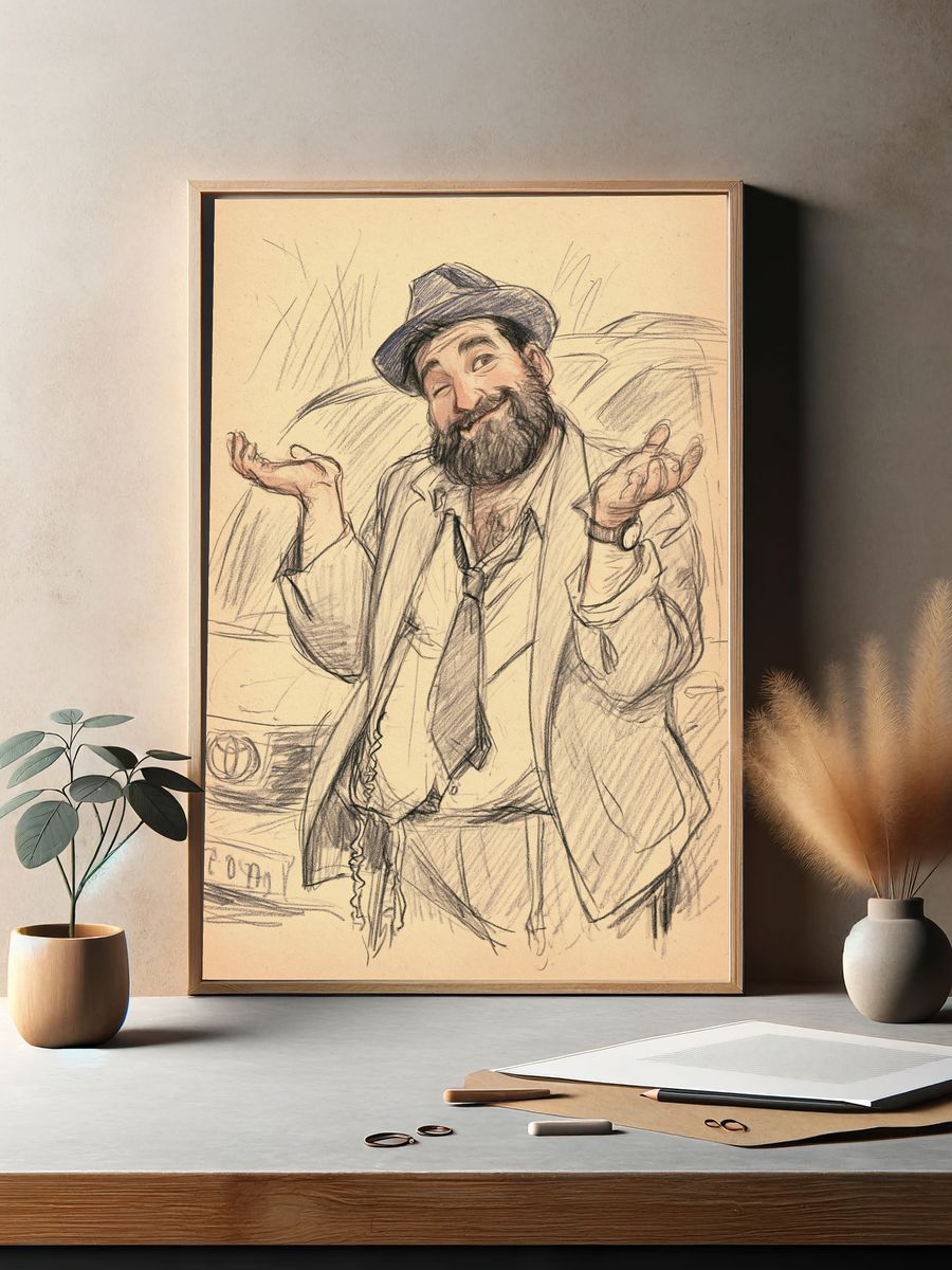 Bearded Man Sketch Poster. — room view 2