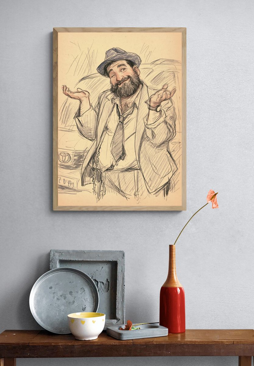 Bearded Man Sketch Poster. — room view 3