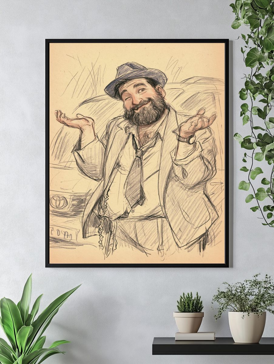 Bearded Man Sketch Poster. — room view 4