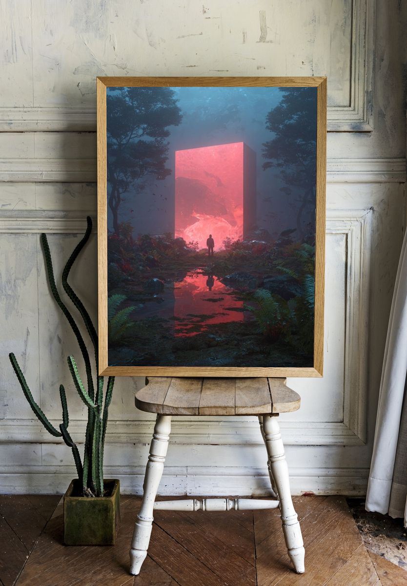 Neon Portal Forest Print. — room view 1