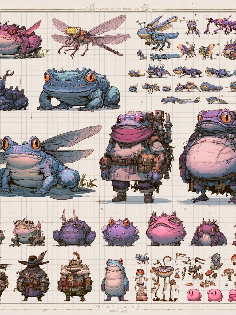 Fantasy Frog Character Sheet Poster. poster — illustration art
