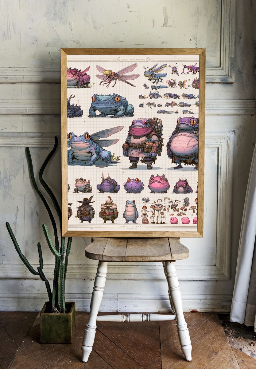 Fantasy Frog Character Sheet Poster. room preview