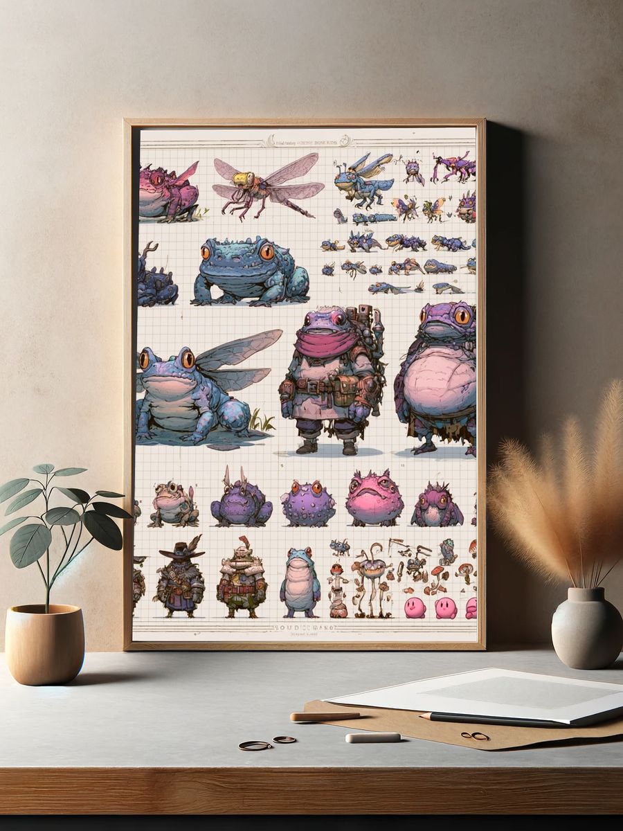 Fantasy Frog Character Sheet Poster. — room view 2