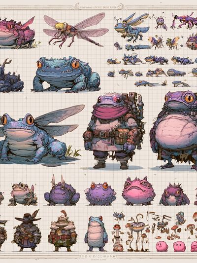 Fantasy Frog Character Sheet Poster. poster