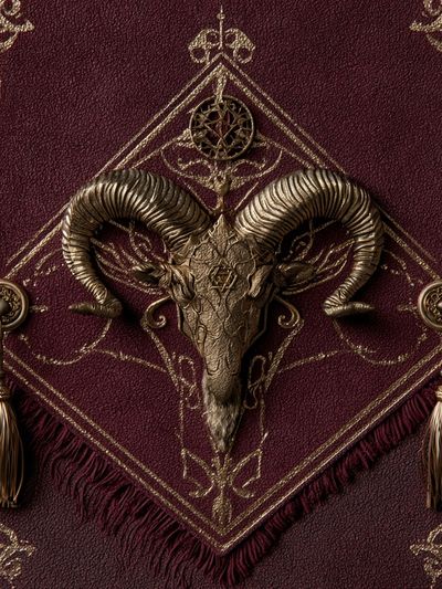 Ram Skull Gothic Illustration Poster.