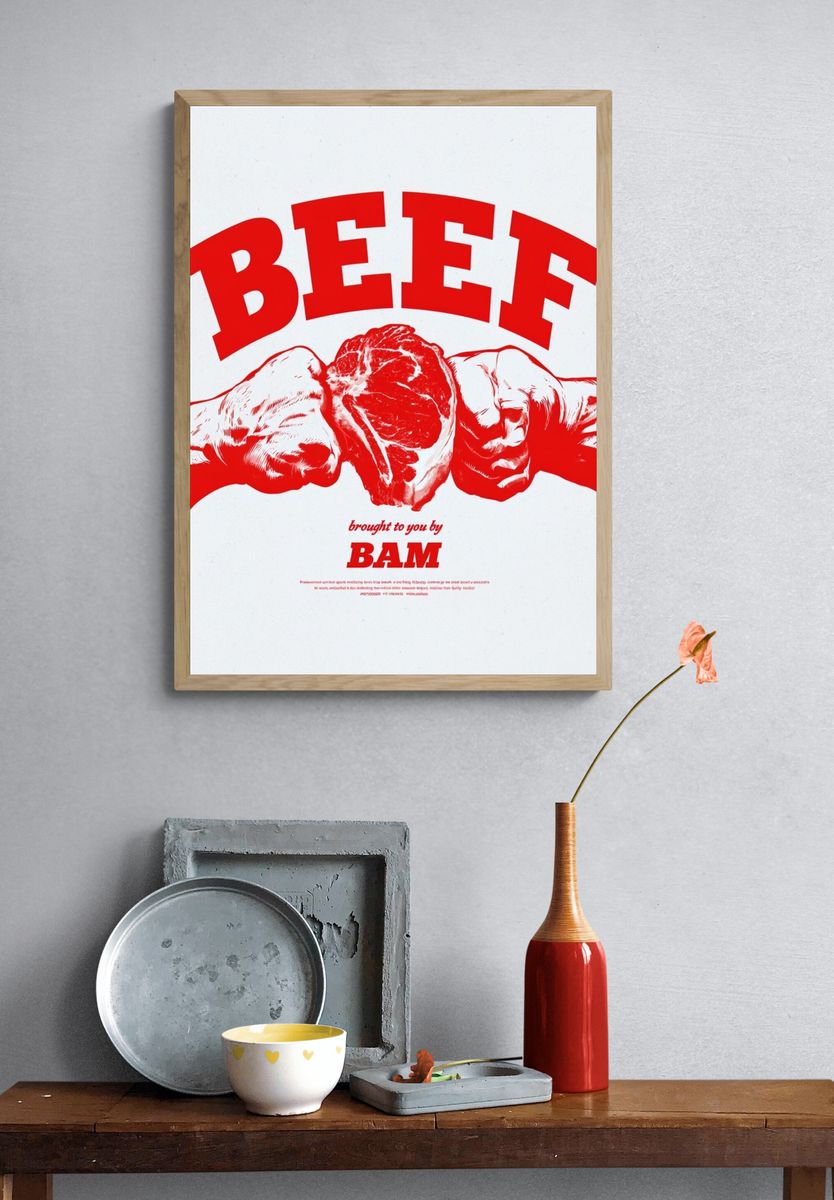 Beef Pop Art Poster. — room view 3