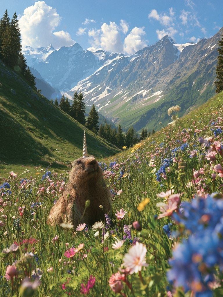 Unicorn Meadow Mountain Poster. poster detail