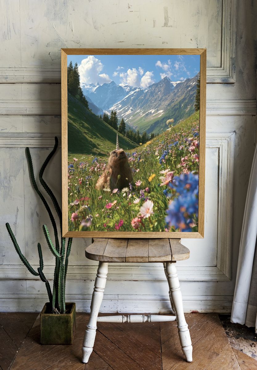 Unicorn Meadow Mountain Poster. — room view 1