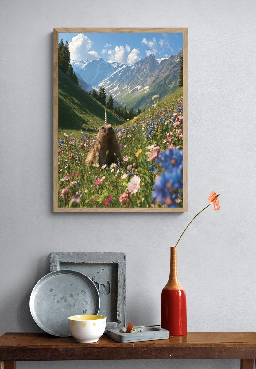 Unicorn Meadow Mountain Poster. — room view 3
