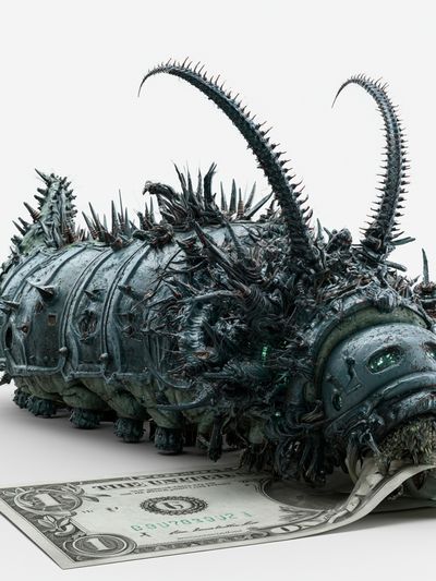 Surreal Money Caterpillar Print. poster print
