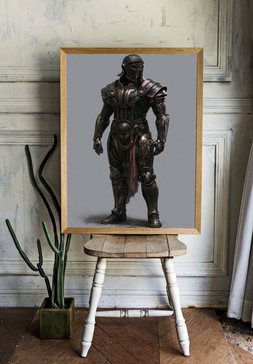 Armored Warrior Digital Art Poster. room preview
