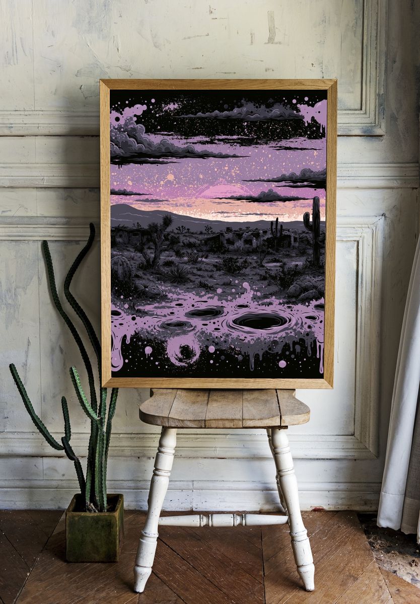 Desert Sunset Surreal Print. room preview
