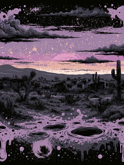 Desert Sunset Surreal Print. poster