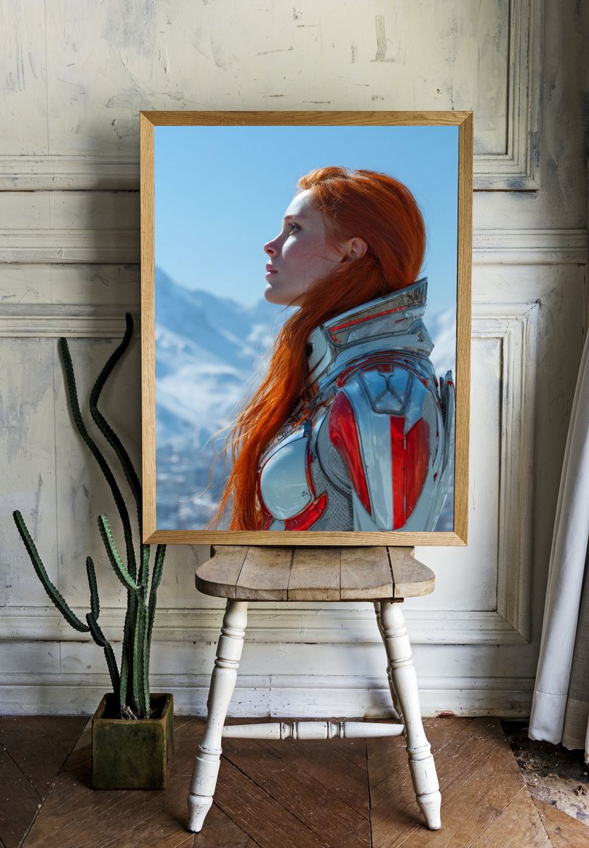 Red-Haired Sci-Fi Portrait Poster. — room view 1