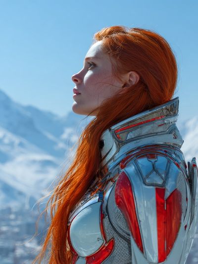 Red-Haired Sci-Fi Portrait Poster. poster