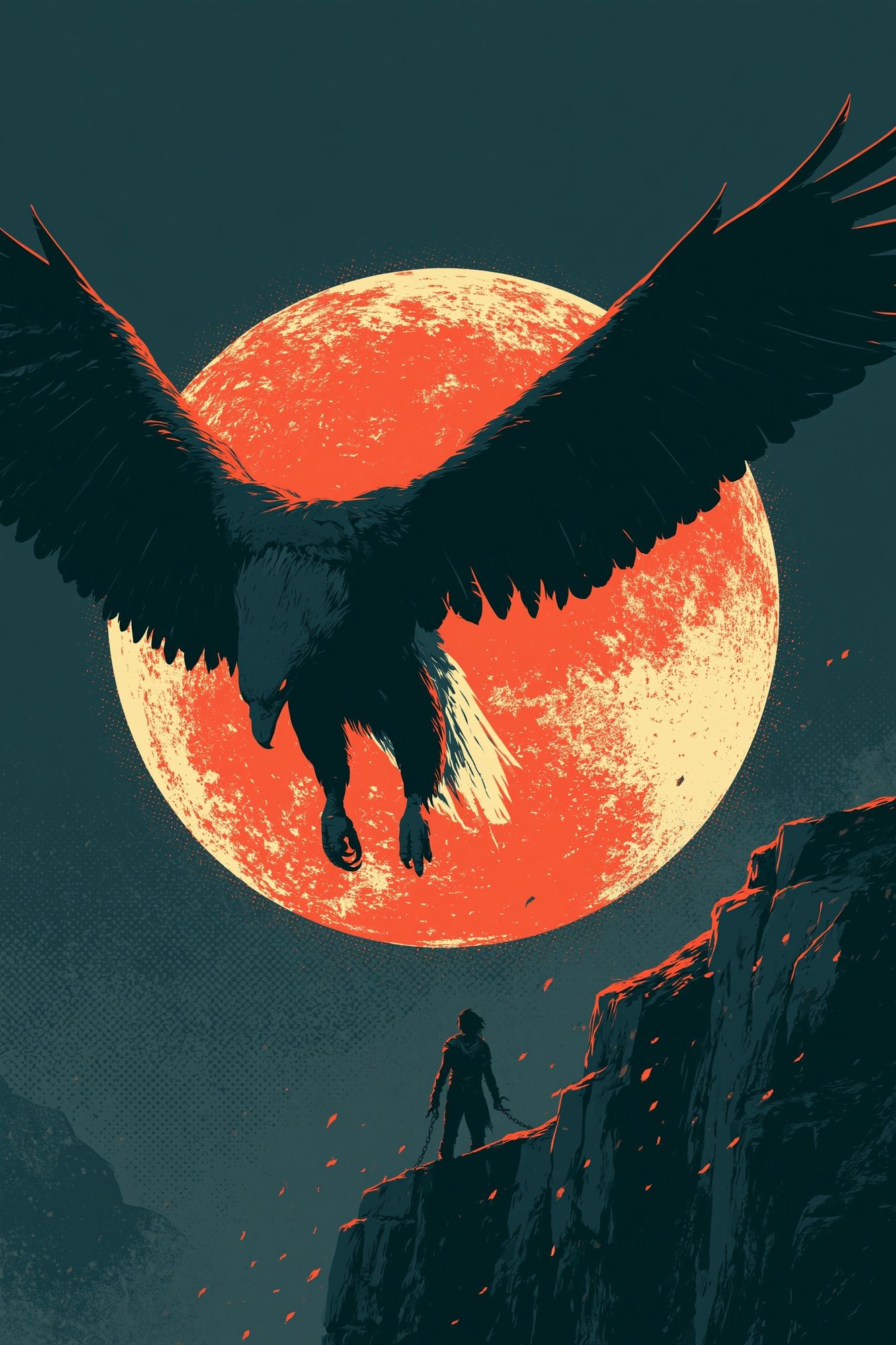 Eclipse Raven Digital Art Poster. poster detail