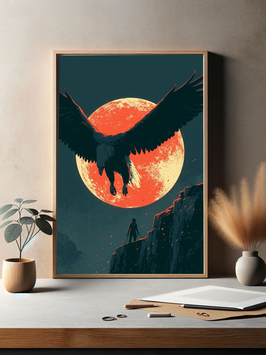 Eclipse Raven Digital Art Poster. — room view 2