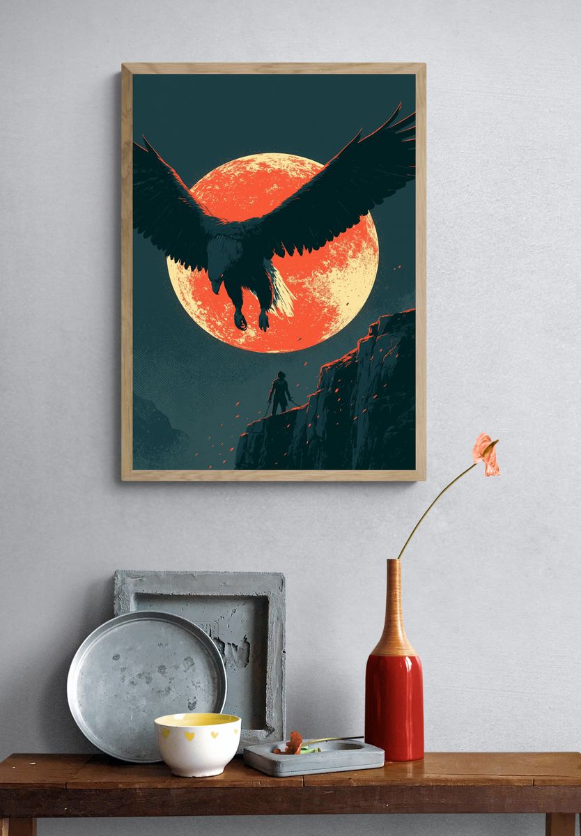 Eclipse Raven Digital Art Poster. — room view 3