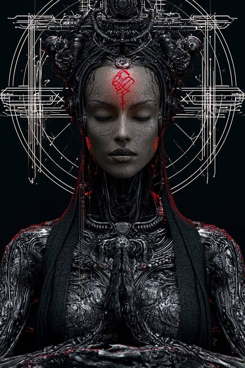 Cybernetic Goddess Portrait Print. poster detail