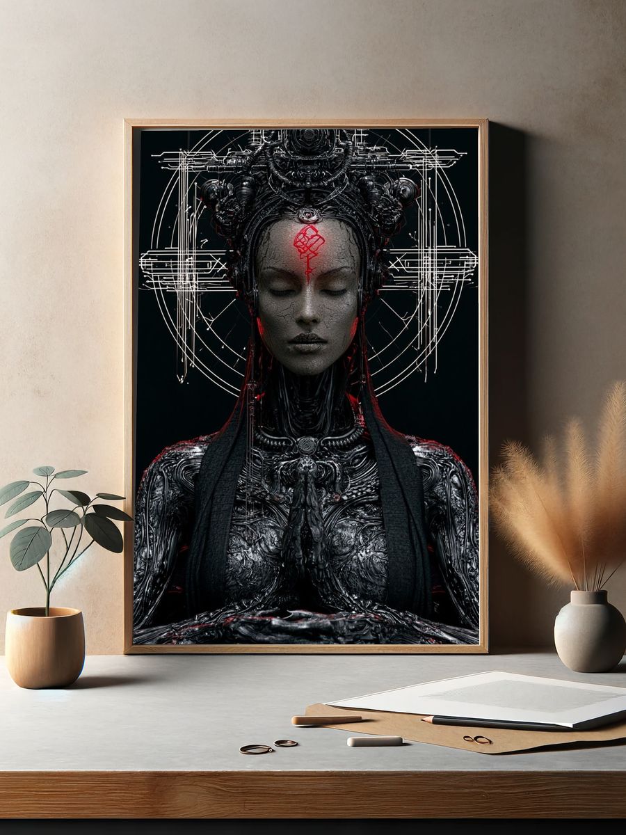 Cybernetic Goddess Portrait Print. — room view 2