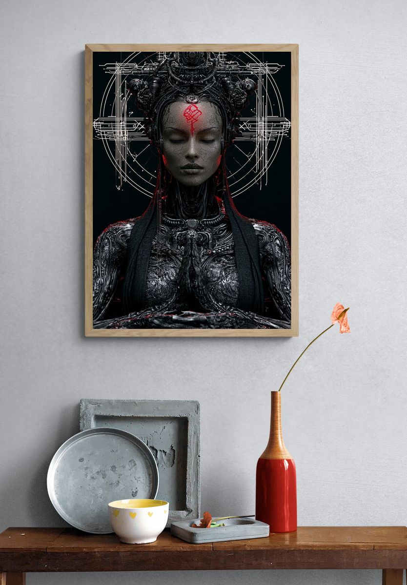 Cybernetic Goddess Portrait Print. — room view 3