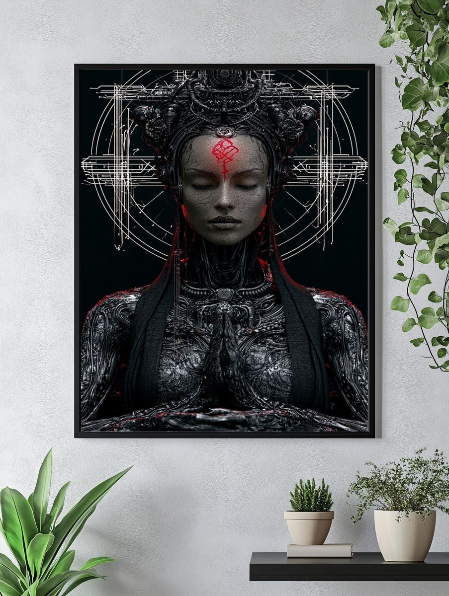 Cybernetic Goddess Portrait Print. — room view 4