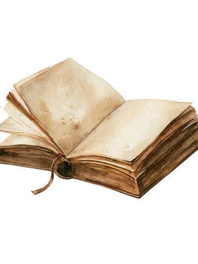 Open Antique Book Watercolor Print. poster