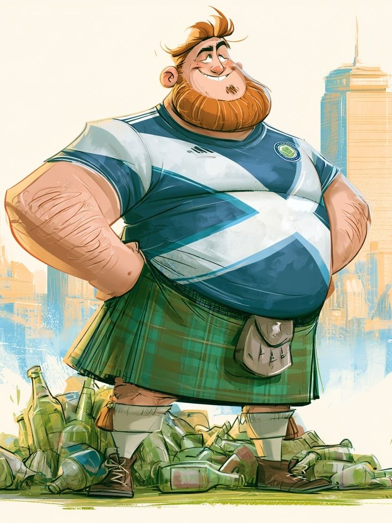 Scottish Rugby Fan Illustration Poster. poster detail