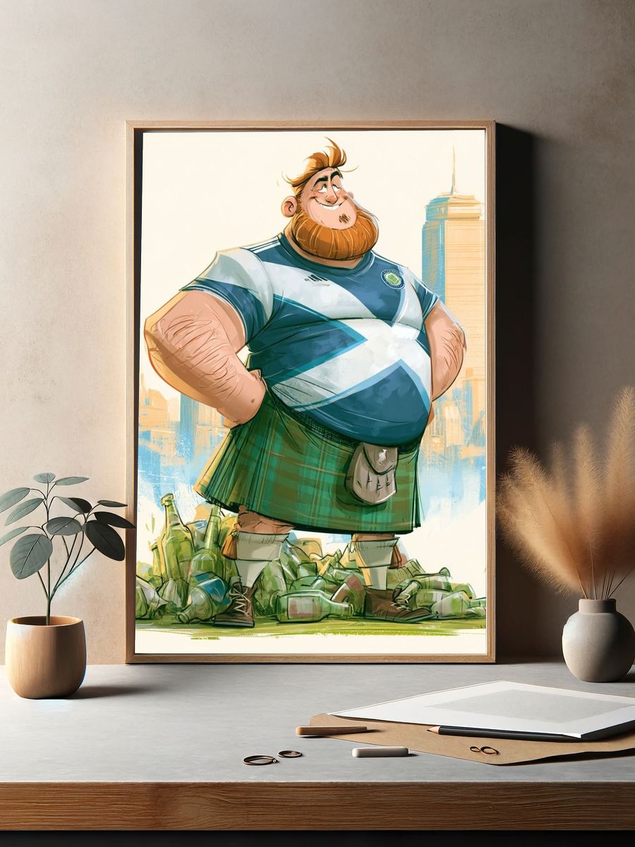 Scottish Rugby Fan Illustration Poster. — room view 2