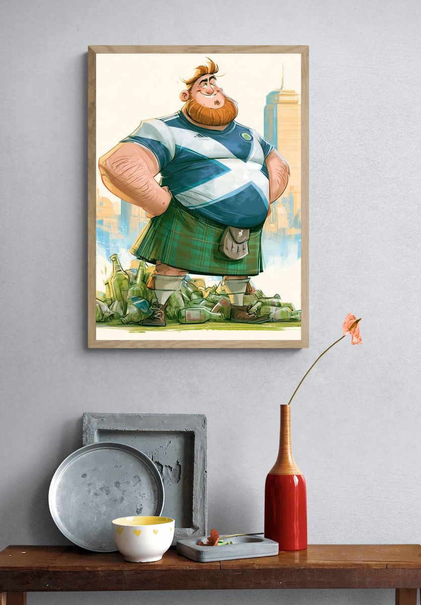Scottish Rugby Fan Illustration Poster. — room view 3