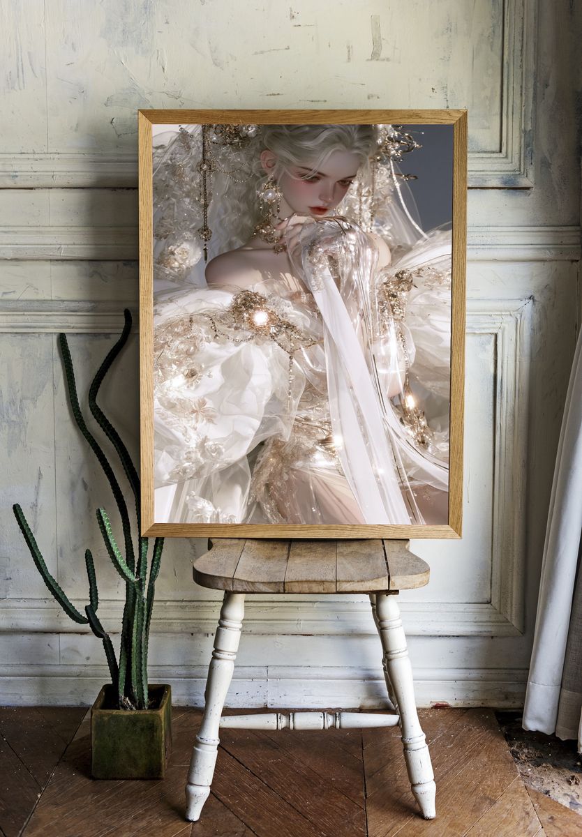 Celestial Bride Digital Art Poster. room preview