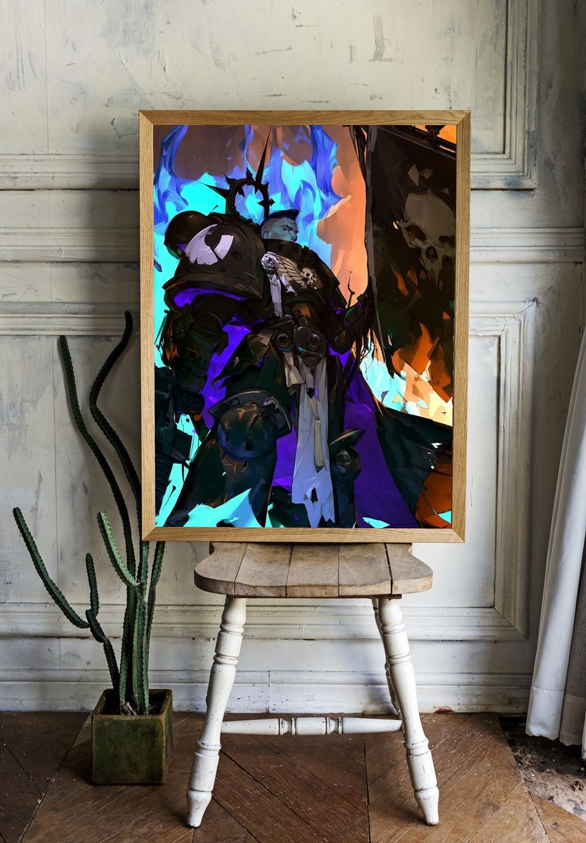 Dark Armored Warrior Digital Art Poster. — room view 1